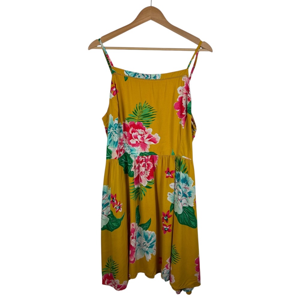 Old Navy Womens Floral Sundress Sz XXL Yellow Sleeveless Summer Tropical Beachy - Picture 2 of 12